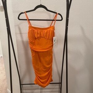 Orange Ruched Women's Dress